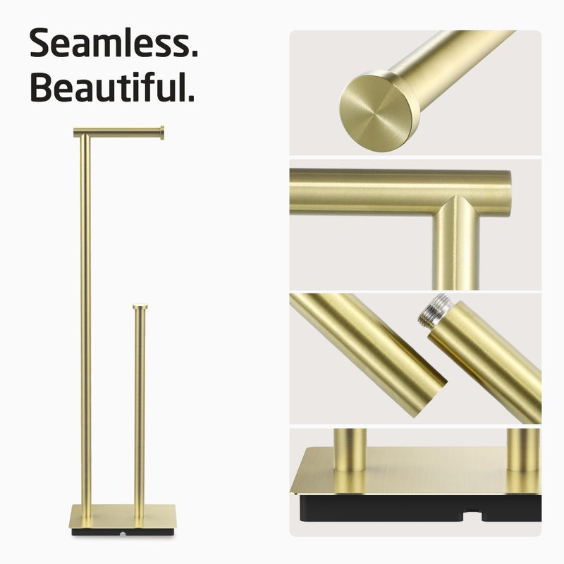 KES Free Standing Bathroom Toilet Paper Roll Holder, Toilet Paper Holder Stand with Weighted Base SUS304 Stainless Steel Brushed Gold, BPH286S1B-BZ - Image 3